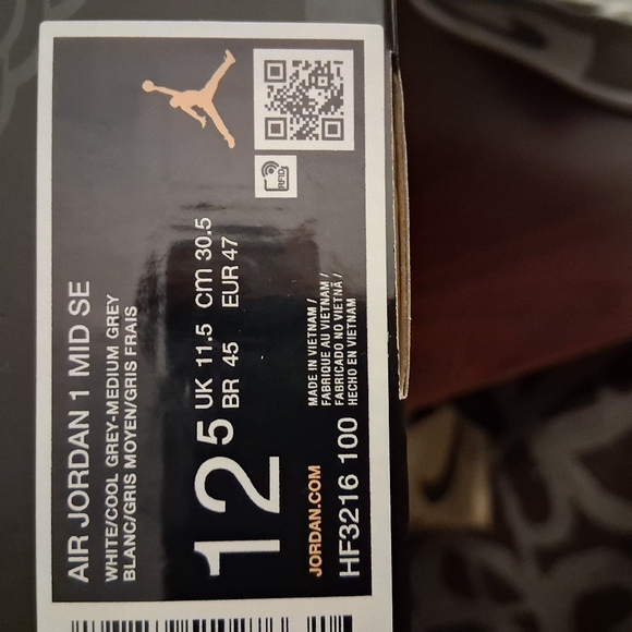 Nike Air Jordan 1 Mid Cool Grey White Medium Grey Size 12.5 - Picture 8 of 8